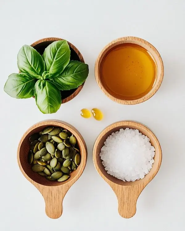 Ingredients for nut-free pumpkin seed pesto