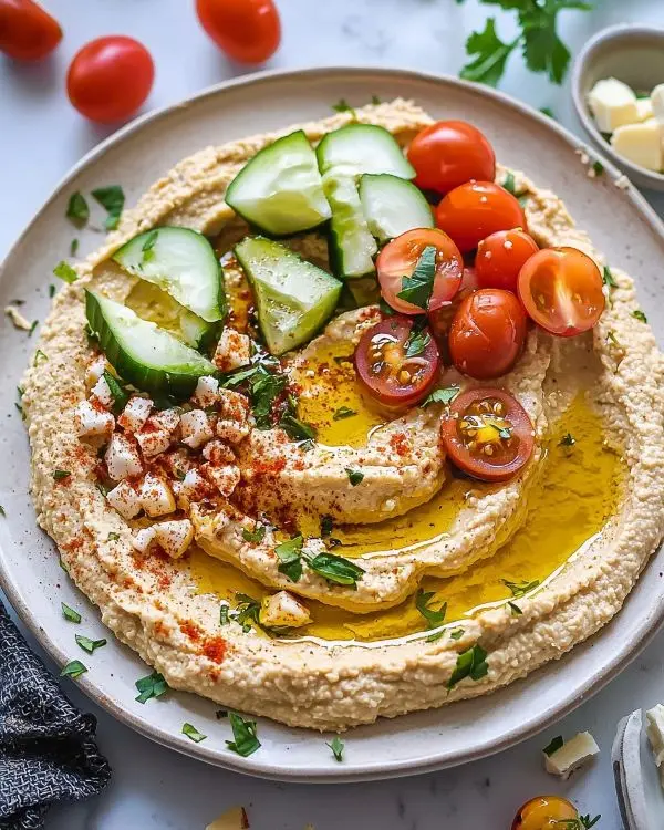 Greek Style Loaded Hummus Recipe