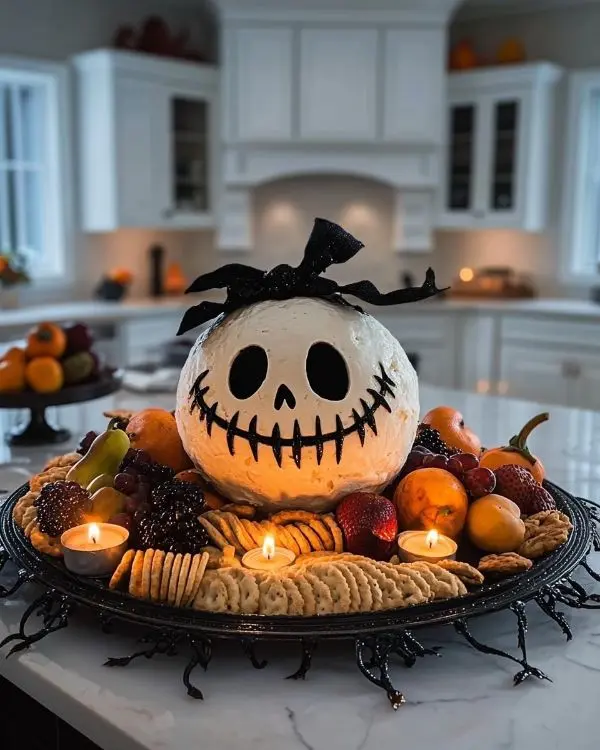 Skellington Cheese Ball Appetizer Recipe 3 Halloween Pumpkin Party