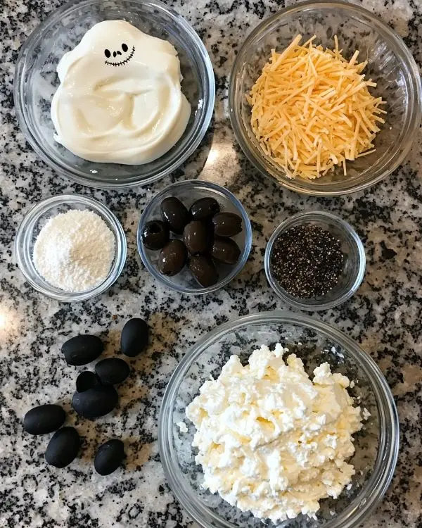 Skellington Cheese Ball Appetizer Recipe 2 Main ingredients for Spooky Party Food