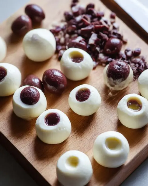Preparation of Skewered Salami Eyeballs