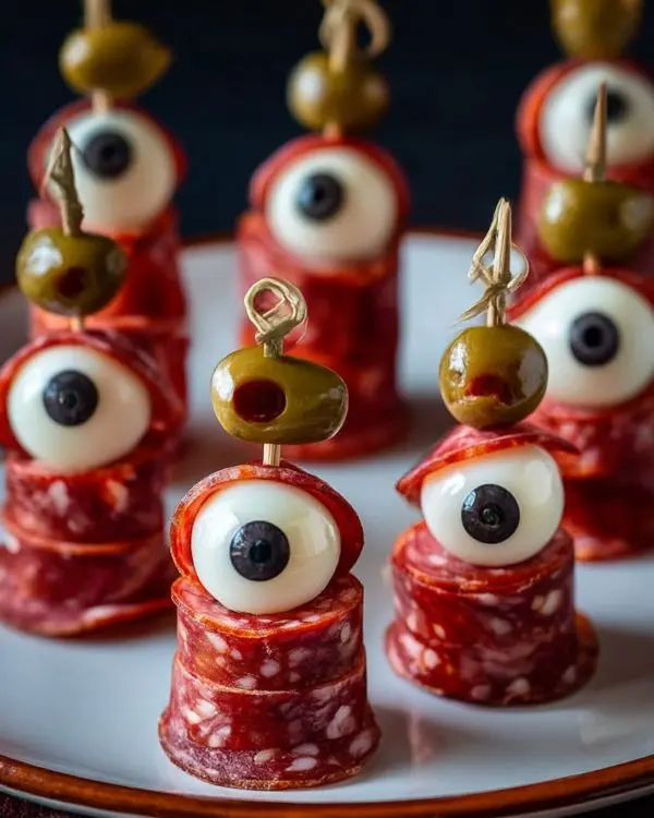 Skewered Salami Eyeballs