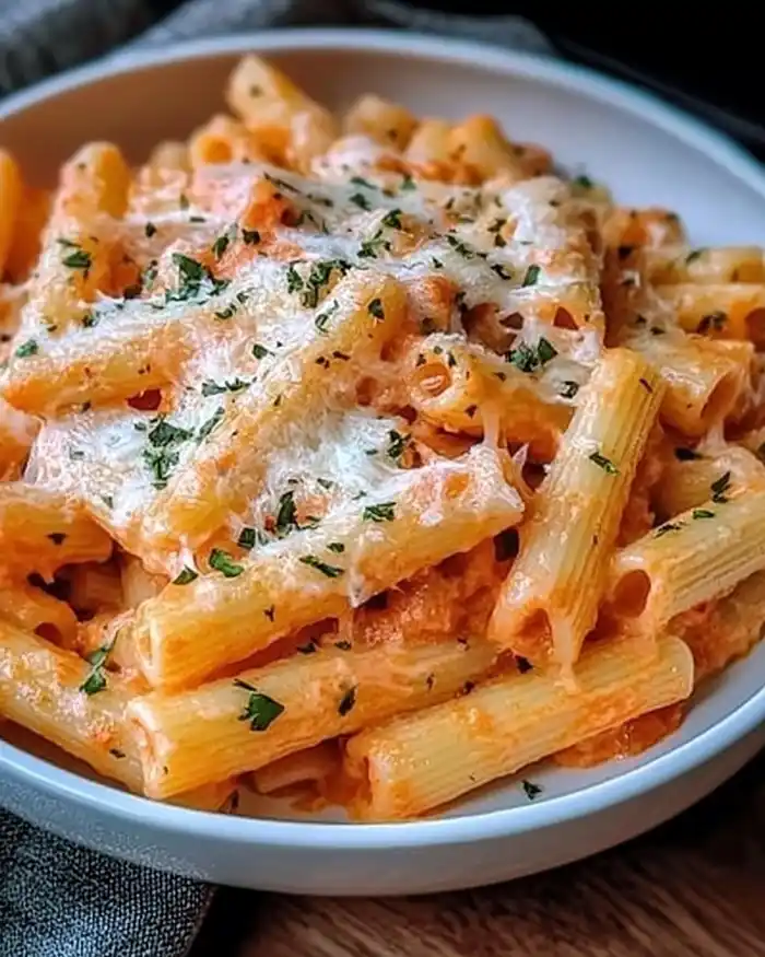 Creamy Tomato Garlic Pasta on the table