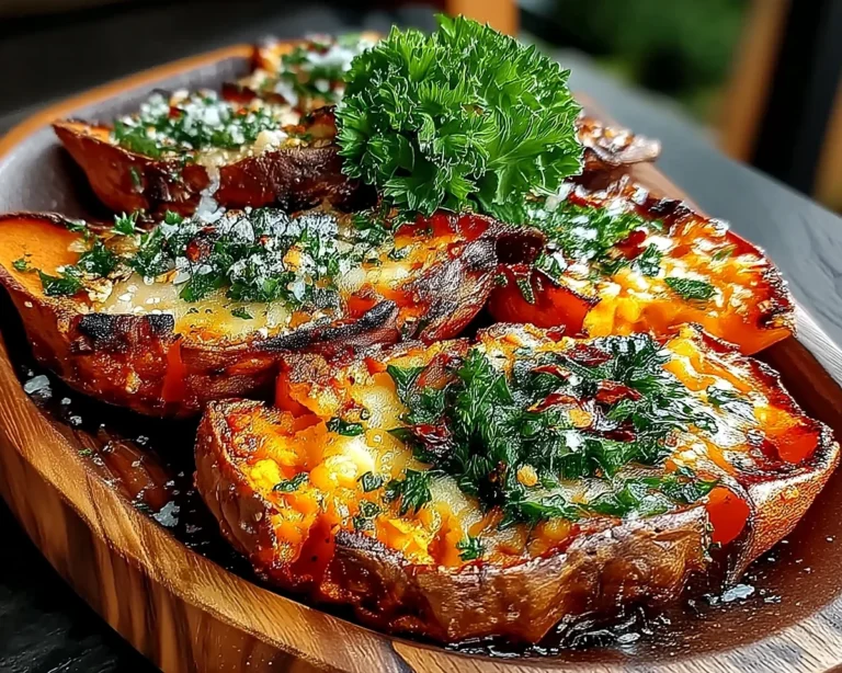 Garlic Parmesan Sweet Potato Wedges