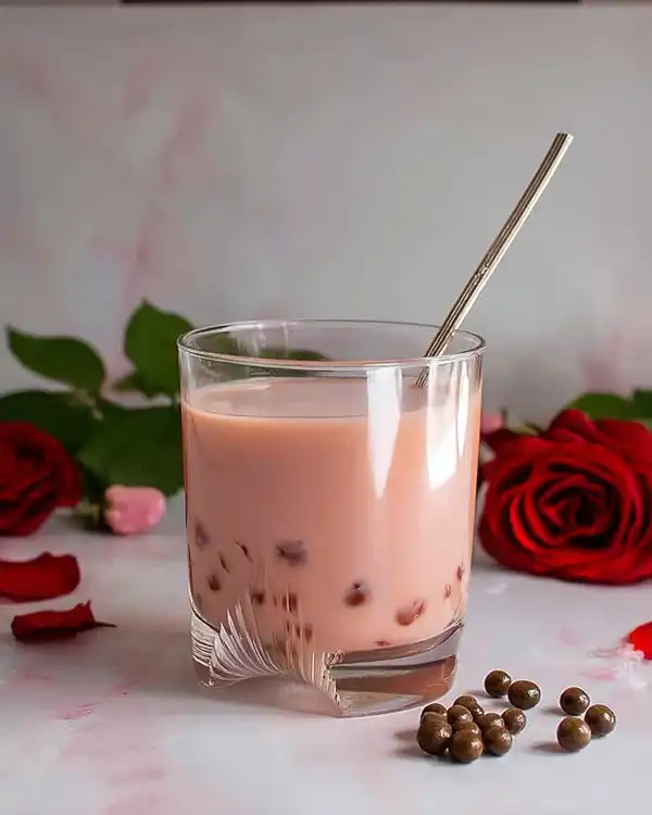 Rose Milk Tea with Boba 2 Rose Boba (Bubble) Tea