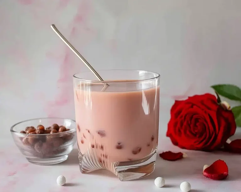 Rose Milk Tea with Boba