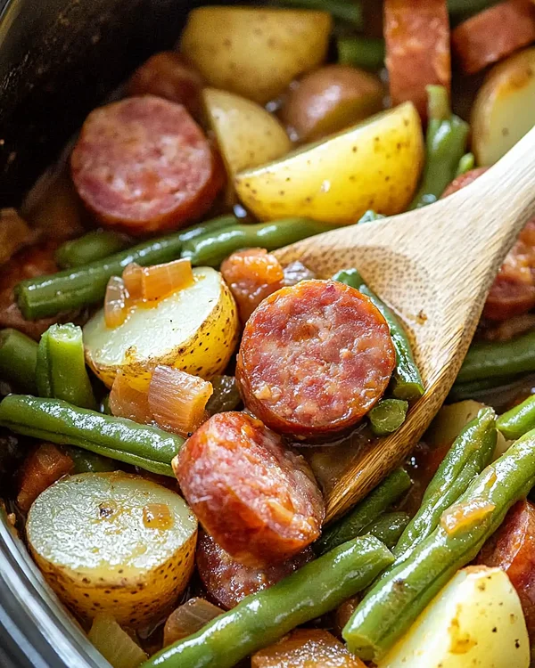Crockpot Kielbasa and Green Beans 3 Sausage Potato Green Beans Crockpot Recipe