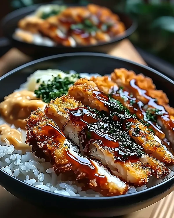 Easy Japanese Katsu Bowls 3 crispy chicken katsu bowl