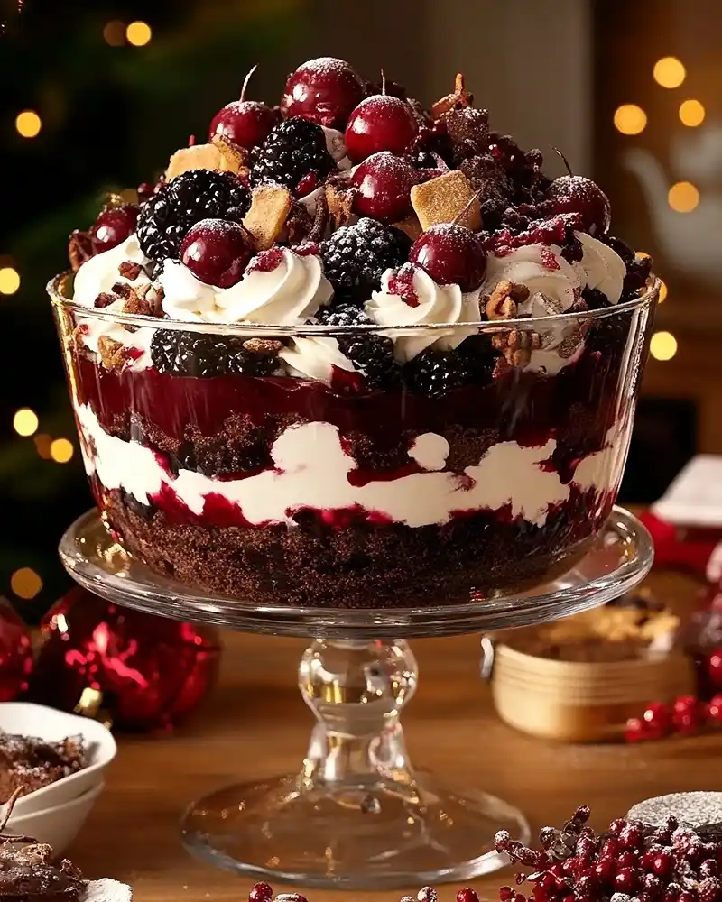 Christmas Black Forest Trifle 4 Christmas Black Forest Trifle on the table