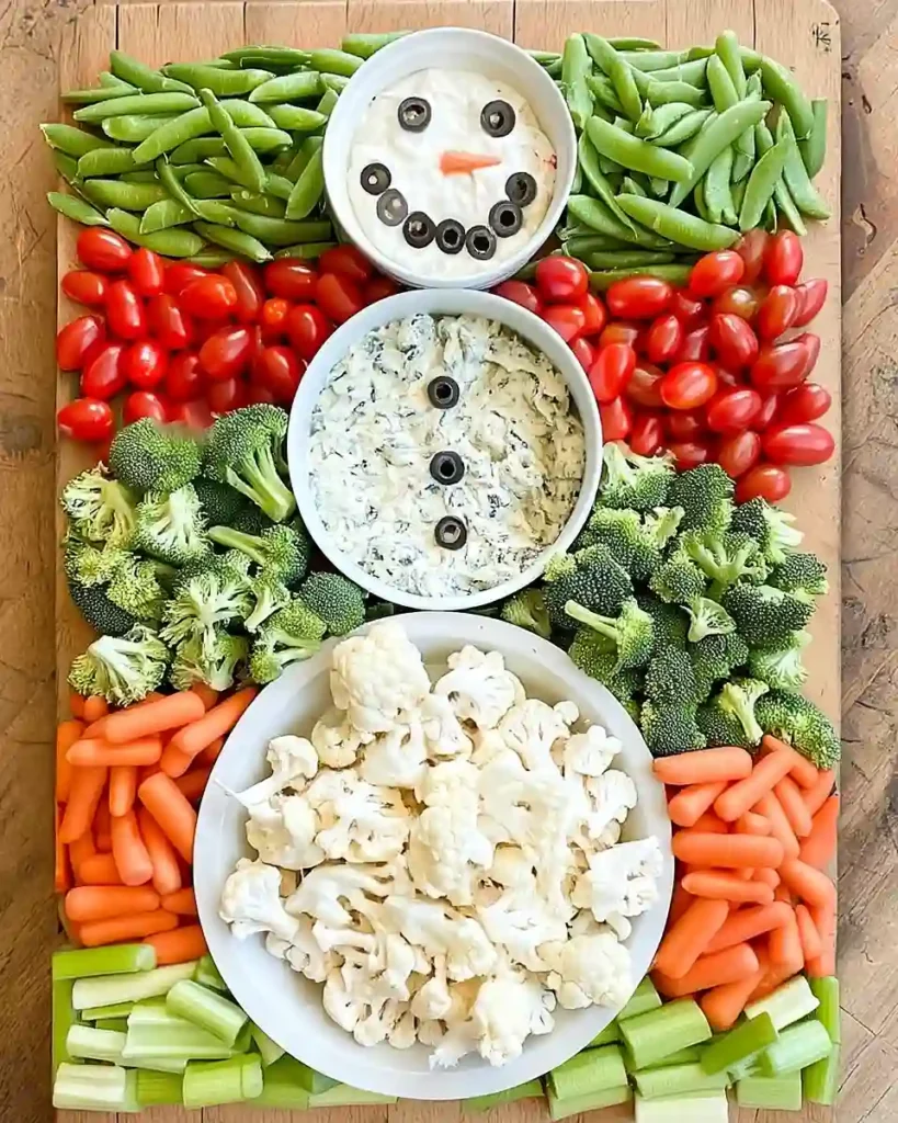 Snowman Veggie Board 4 Christmas Veggie Tray