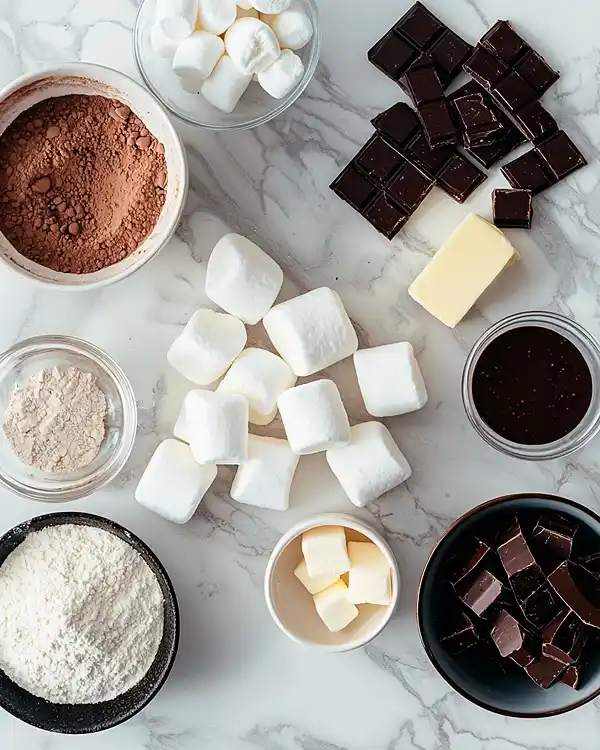Main ingredients for Marshmallow Hot Cocoa Surprise Cookies Recipe