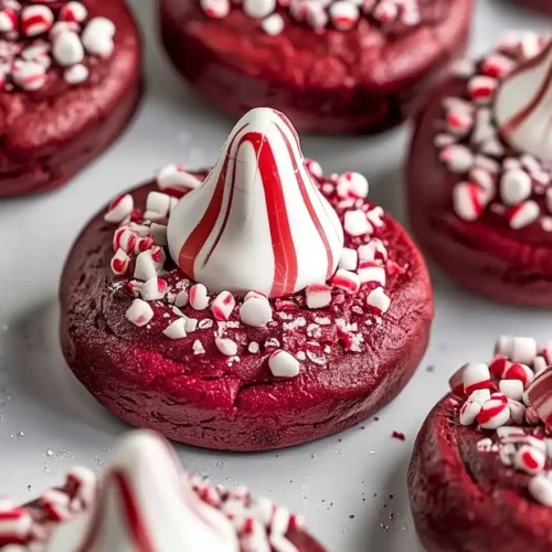 Peppermint Red Velvet Blossoms with Candy Cane Kisses 3 Peppermint Red Velvet Blossoms