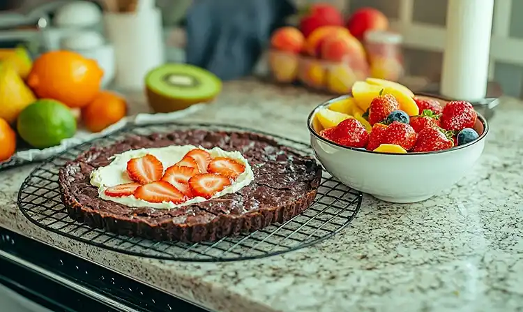 Preparing Brownie Fruit Pizza