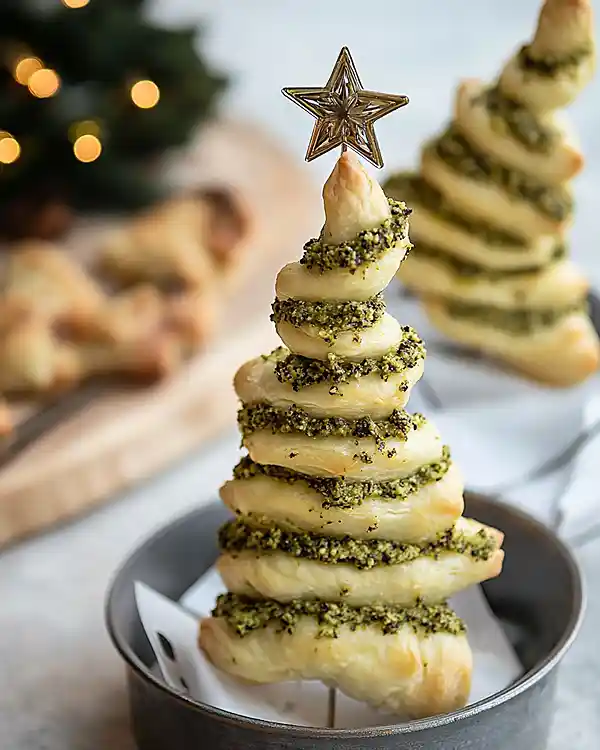 Basil Pesto Cheesy Puff Pastry Christmas Tree 4 Savory Christmas Recipes