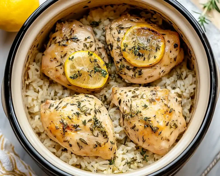 Slow Cooker Lemon Herb Chicken and Rice