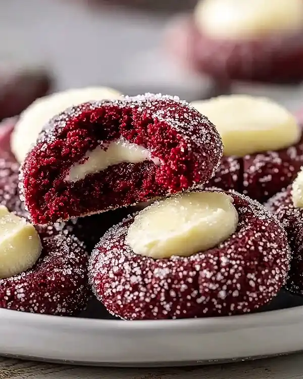 Red Velvet Thumbprint Cookies 3 Sweet red velvet cookies