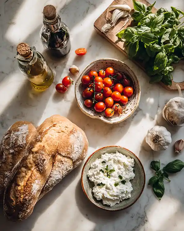 Ricotta Bruschetta with Roasted Tomatoes 3 Branch Ideas Food