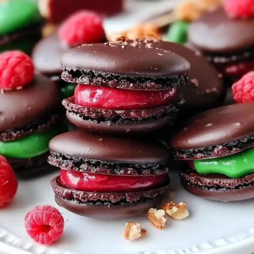 Dark Chocolate Raspberry Macarons Recipe : Elegant French Treats Made ...