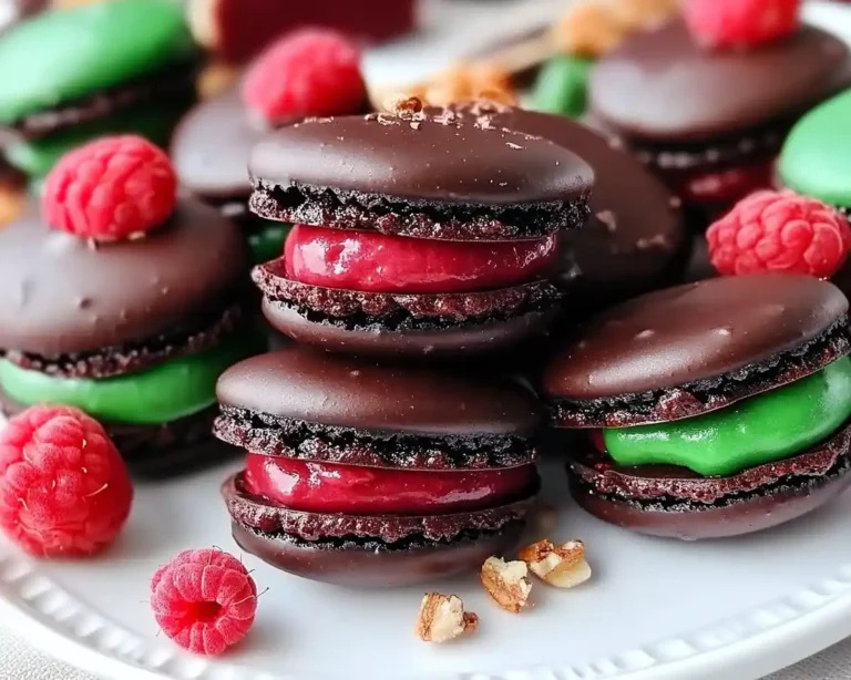 Dark Chocolate Raspberry Macarons