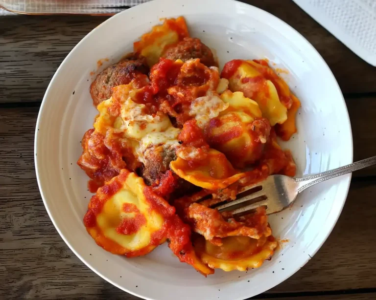 Easy Meatball Ravioli Bake
