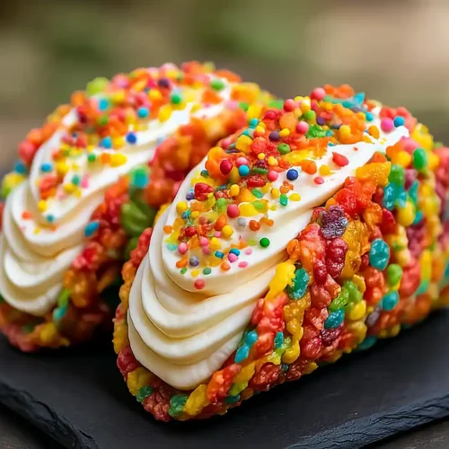 Fruity Pebbles Cheesecake Tacos