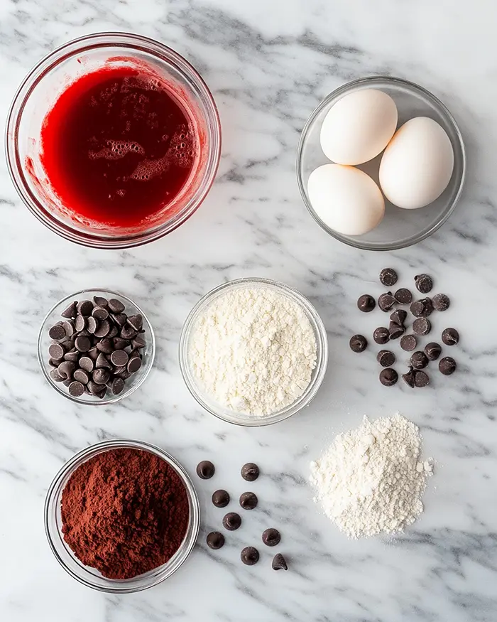 Fudgy Red Velvet Brownies Recipe Ingredients