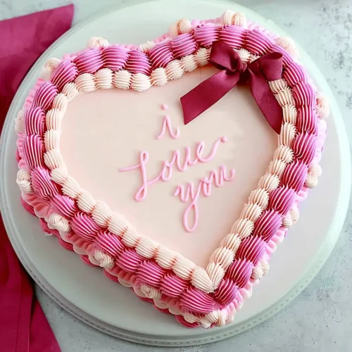 Heart Pink cake with pink bow