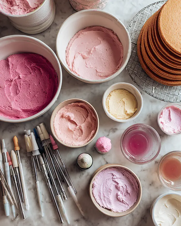 Heart Pink cake with pink bow Ingredients