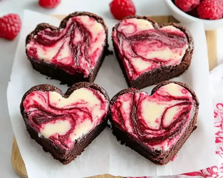 Heart Shaped Brownies with Raspberry Cheesecake Swirl