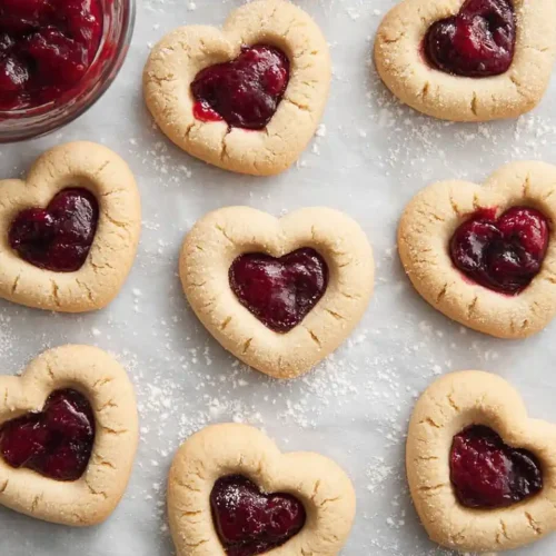 Heart-Shaped Thumbprint Cookies