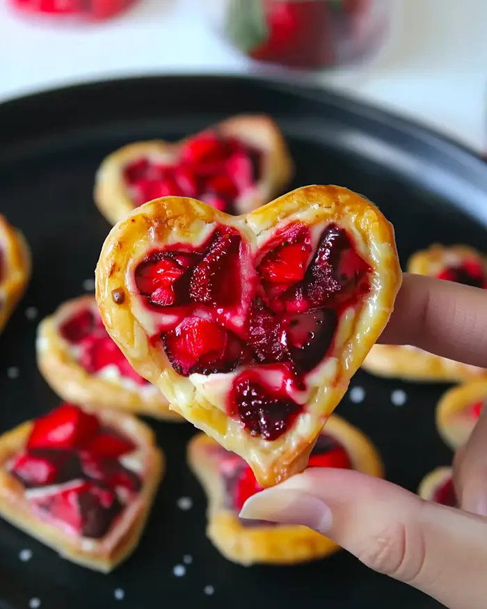 Strawberry Cream Puffs Recipe 2 Heart-shaped Strawberry Cream Puffs