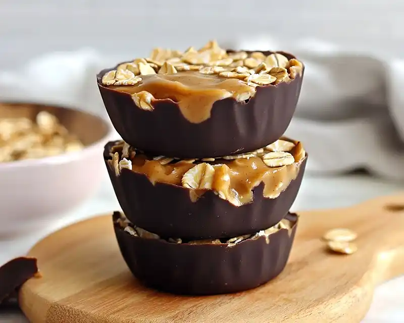 No Bake Peanut Butter Oat Cups on table