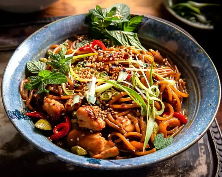 Sticky Garlic Chicken Noodles