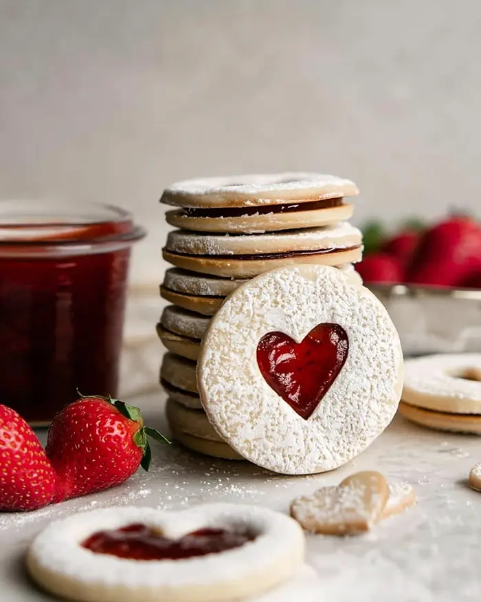 Linzer Cookies Italian Strawberry Jam 2 Valentines Baking