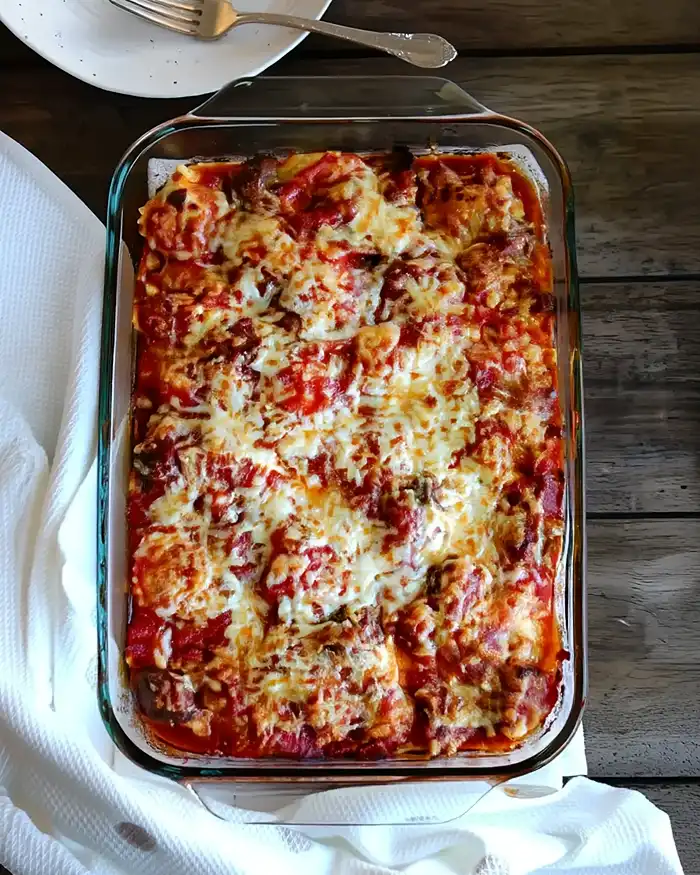 Easy Meatball Ravioli Bake 2 Easy Meatball Ravioli Bake final dish