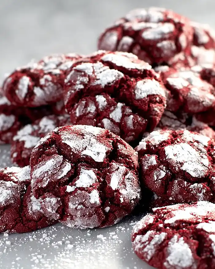 Fudgy Red Velvet Crinkle Cookies 2 fudgy red velvet cookies