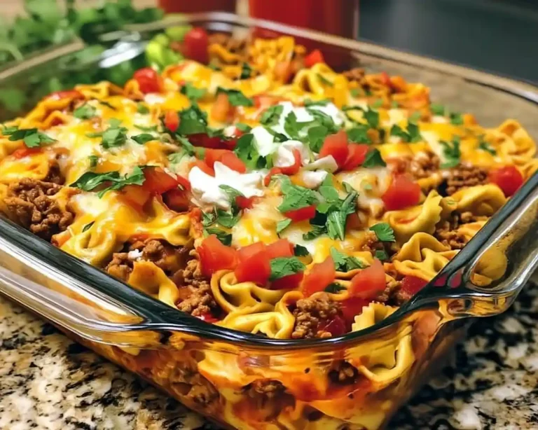 5-Ingredient Cheesy Taco Tortellini Bake