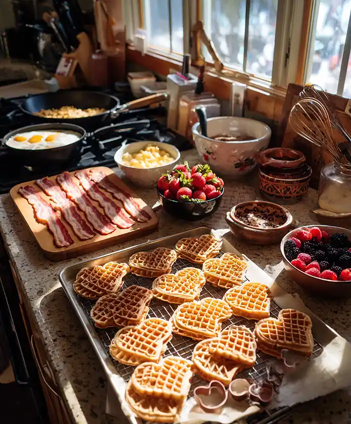 Valentine's Day Waffle Board 3 Breakfast Ideas For Valentines Day