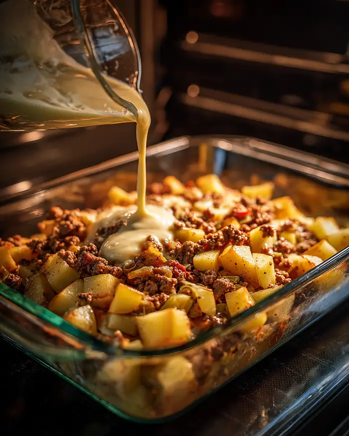 Cheesy Ground Beef And Potato Casserole