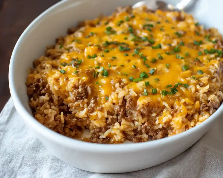 Cheesy Ground Beef and Rice Casserole