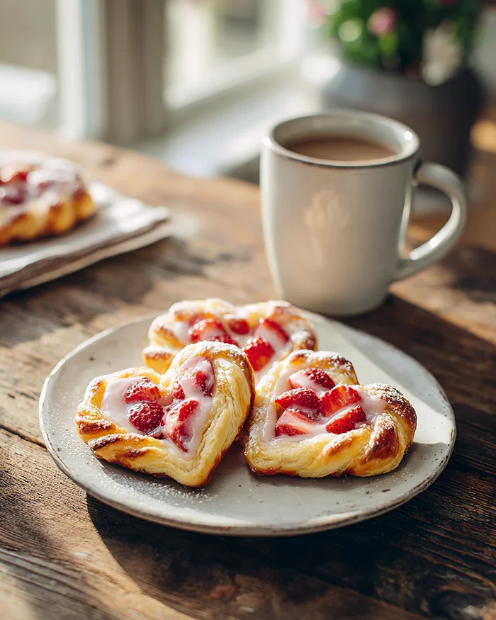 Strawberry Cream Cheese Heart Danishes 4 HEART