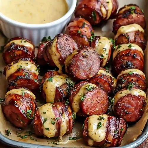 Mustard Hasselback Kielbasa Bites Recipe 5 Mustard Hasselback Kielbasa Bites