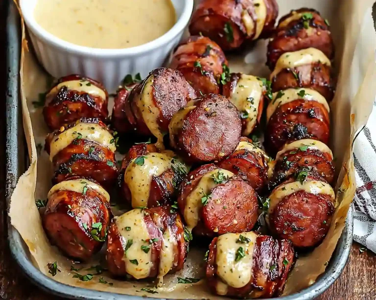 Mustard Hasselback Kielbasa Bites