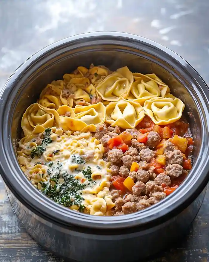 Slow Cooker Sausage Tortellini