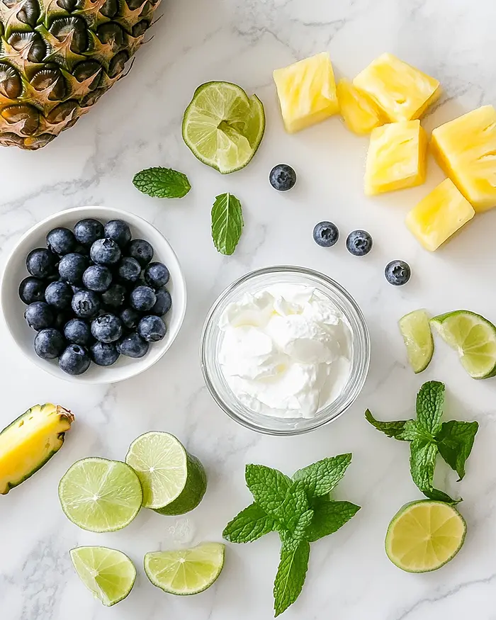 Tropical Blueberry Smash (Mocktail) 2 Tropical Blueberry Smash Ingredients