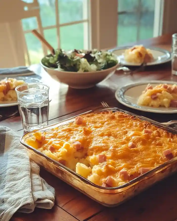 Dump-and-Bake Cheesy Ham & Potato Casserole 4 cheesy ham and potato casserole