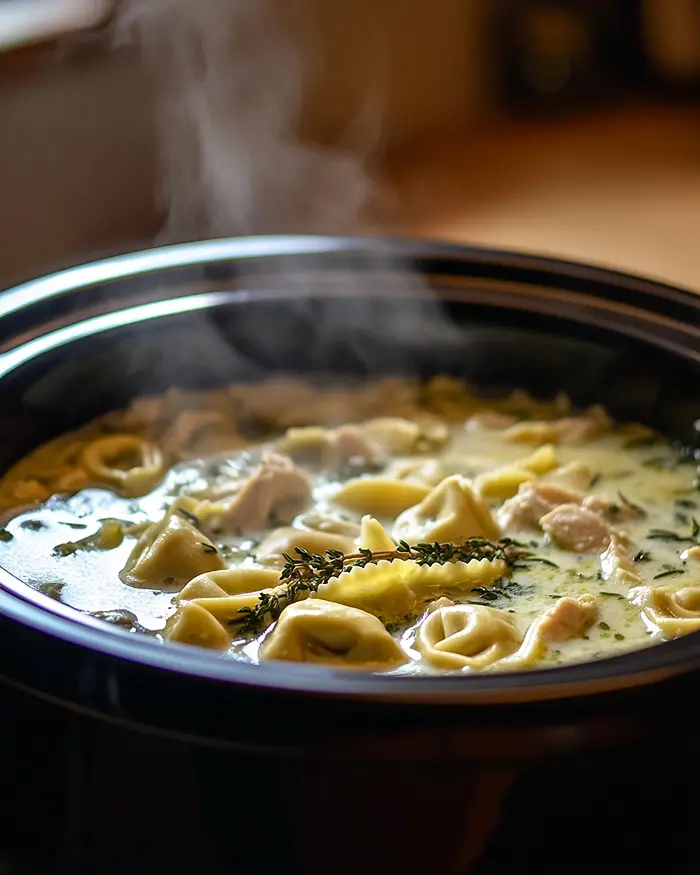creamy white chicken chili tortellini
