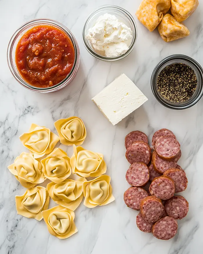 Crockpot Creamy Tortellini & Sausage 2 crockpot sausage tortellini