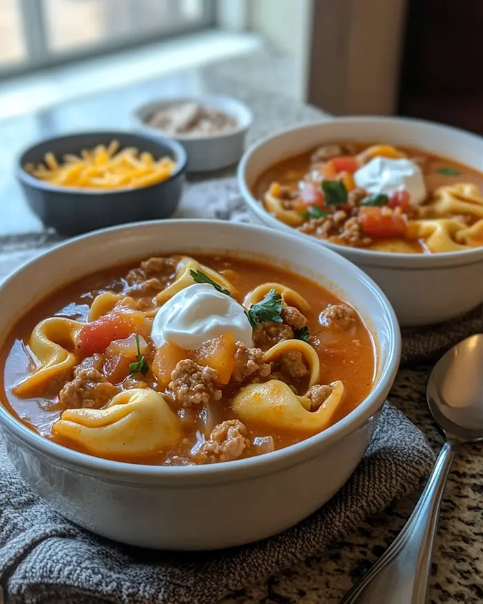 easy taco tortellini soup
