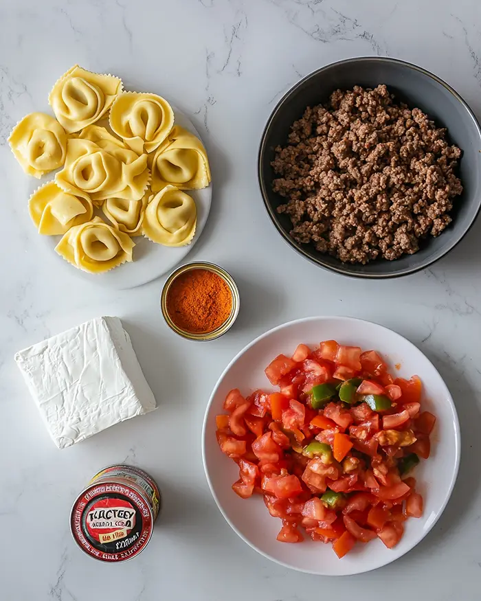 Creamy Taco Tortellini Skillet 2 one pan taco tortellini